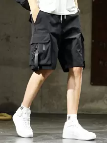 Manfinity Hypemode 寬鬆男士短褲,附蓋袋和飾帶細節