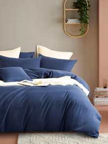 素色被套套裝不附帶內芯 - 寶藍色 - 查看 6