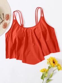 SHEIN Swim Curve Plus Hanky Hem Bikini Top - Orange - View 1