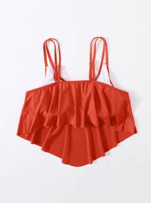 SHEIN Swim Curve Plus Hanky Hem Bikini Top - Orange - View 2