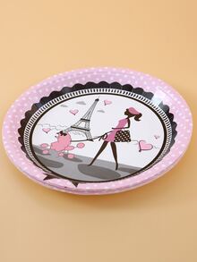 8 piezas Plato desechable con estampado de figura abstracta - Multicolor - Ver 4