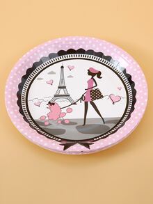 8 piezas Plato desechable con estampado de figura abstracta - Multicolor - Ver 5