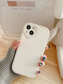 1 pièce Étui de téléphone  TPU de couleur unie avec motif en forme de cœur. Housse de protection compatible avec 11/13/14/15/15 Pro/15 Pro Max. Étanche, antichoc, résistant aux chutes et aux rayures.