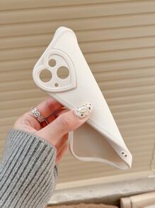 1 pièce Étui de téléphone  TPU de couleur unie avec motif en forme de cœur. Housse de protection compatible avec 11/13/14/15/15 Pro/15 Pro Max. Étanche, antichoc, résistant aux chutes et aux rayures.