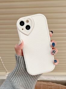 1 pièce Étui de téléphone  TPU de couleur unie avec motif en forme de cœur. Housse de protection compatible avec 11/13/14/15/15 Pro/15 Pro Max. Étanche, antichoc, résistant aux chutes et aux rayures.