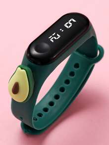 Kids Avocado Decor Strap Water Resistant Oval Electronic Watch - Green - View 2