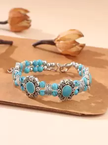 Turquoise Beaded Bracelet - Multicolor - View 1