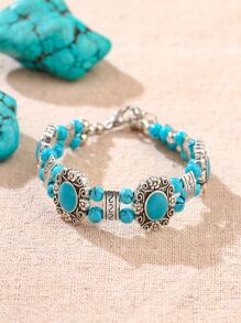 Turquoise Beaded Bracelet - Multicolor - View 2