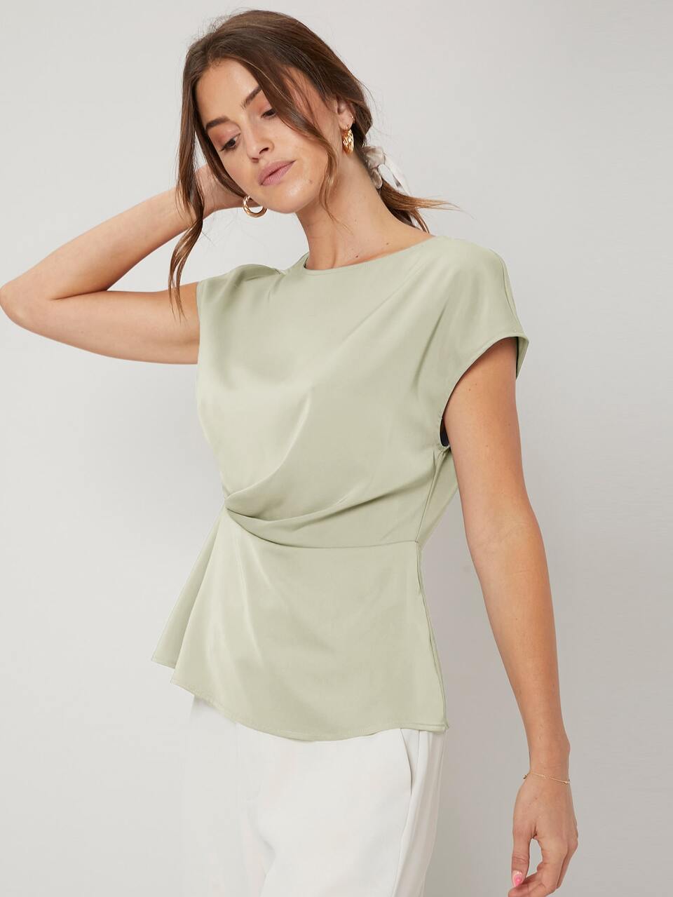 MOTF GATHERED PEPLUM TOP