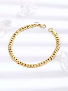 时尚流行男士简约手链不锈钢，可作为珠宝礼物，打造时尚外观 - 金黃色 - 查看 3