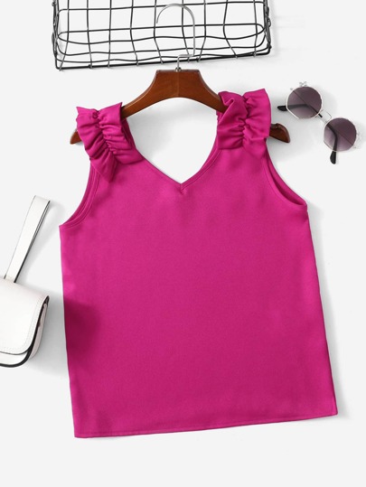 SHEIN Girls Ruffle Detail Top