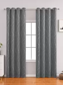 Metallic Graphic Single Panel Blackout Curtain, Grey Modern Curtain For Home Decor - Grey - View 1