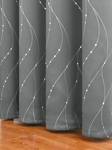 Metallic Graphic Single Panel Blackout Curtain, Grey Modern Curtain For Home Decor - Grey - View 5