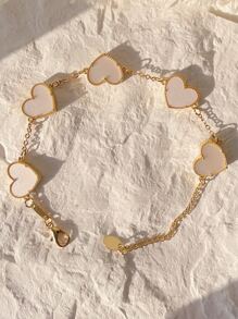 Heart Decor Bracelet - trắng - Xem 1