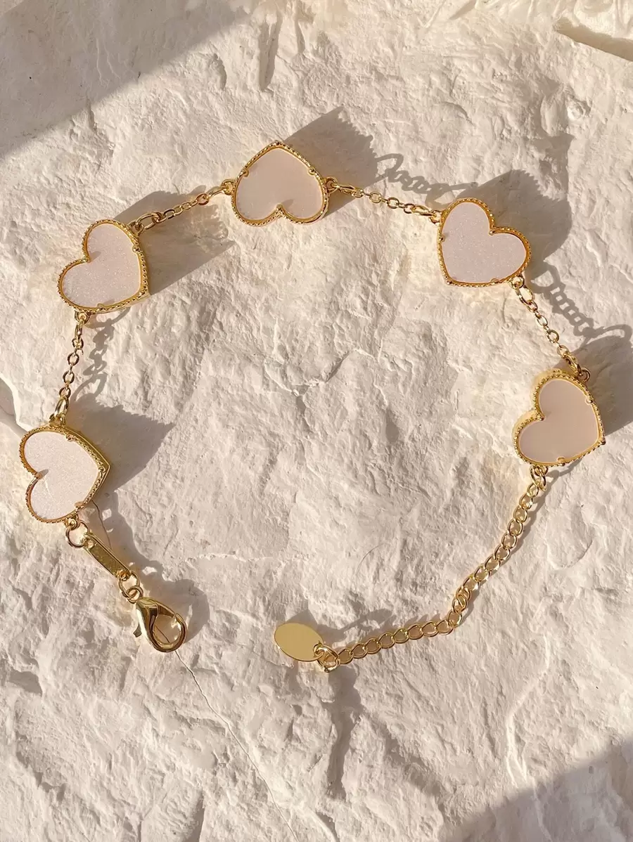 Heart Decor Bracelet - trắng - Xem 1