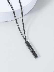 時尚流行男士幾何吊墜項鍊不銹鋼朋克嘻哈風格適合珠寶禮物和時尚外觀 - 黑色 - 查看 1