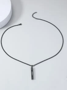 時尚流行男士幾何吊墜項鍊不銹鋼朋克嘻哈風格適合珠寶禮物和時尚外觀 - 黑色 - 查看 3