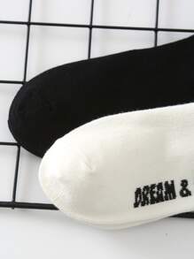 2雙男士字母圖案中筒襪 - 彩色 - 查看 3