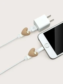 2pcs Heart Design Data Cable Protector - Brown - View 2