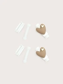 2pcs Heart Design Data Cable Protector - Brown - View 3