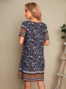 EMERY ROSE Vestido con estampado de paisley de cuello barco - Multicolor - Ver 2