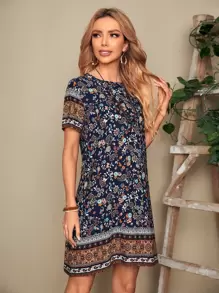 EMERY ROSE Vestido con estampado de paisley de cuello barco - Multicolor - Ver 5