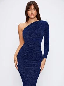 Modelyn Đầm Xù màu trơn Hấp dẫn - Màu xanh hải quân - Xem 5