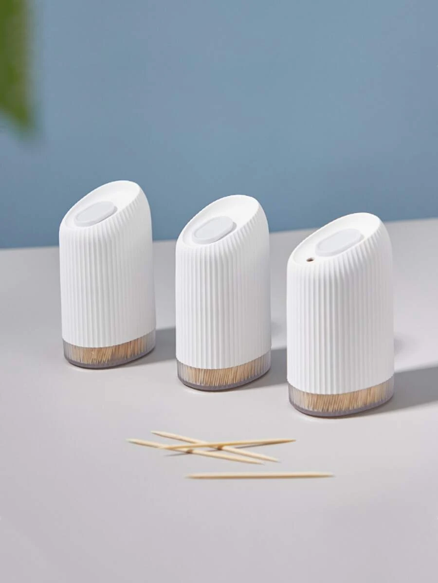 1pc Plain Toothpick Holder - White - View 1