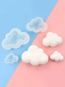 3pcs Cloud Shaped DIY Silicone Mold, Clear Silicone Soap Mold, Candle Mold For DIY - White - View 1