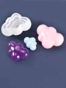 3pcs Cloud Shaped DIY Silicone Mold, Clear Silicone Soap Mold, Candle Mold For DIY - White - View 3