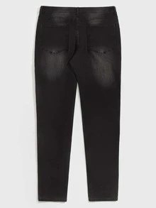 Manfinity Hombres Jeans de pierna recta roto - Negro - Ver 2