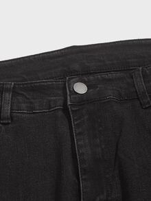 Manfinity Hombres Jeans de pierna recta roto - Negro - Ver 3