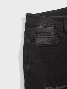 Manfinity Hombres Jeans de pierna recta roto - Negro - Ver 4