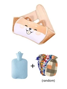 1pc Cartoon Waist Strap & 1pc Hot Water Bag & 1pc Random Cover, Cartoon Animal Design Hand Warmer Set For Household,Women Valentine Gift Birthday Boyfriend Girlfriend