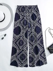 Mulvari Plus Paisley Scarf Print Wide Leg Pants Fall Cloth For Women