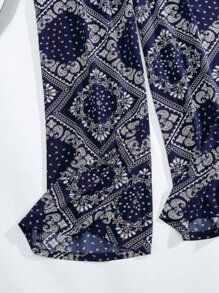 Mulvari Plus Paisley Scarf Print Wide Leg Pants Fall Cloth For Women