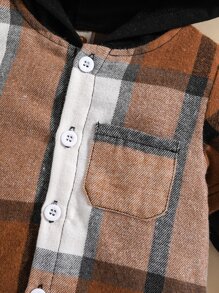 Bebé Top panel de cuadros 2 en 1 con capucha - Café integral - Ver 4