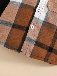 Bebé Top panel de cuadros 2 en 1 con capucha - Café integral - Ver 5