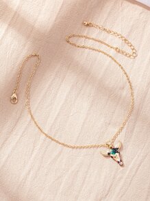 Cattle Head Charm Necklace - Multicolor - View 3