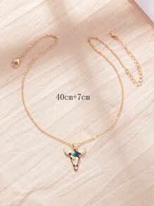 Cattle Head Charm Necklace - Multicolor - View 4