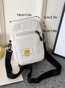 高中生大学多功能单肩包单肩包休闲包迷你男士字母贴花装饰方包学院户外运动通勤度假手提包运动包旅行大容量便携度假男士圣诞礼物侧包旅行必备品度假必备品男士包露营男士单肩包夏季返校 - 白色 - 查看 7