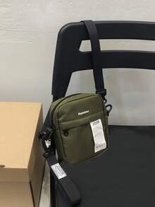 男士字母圖案斜背包 - 綠色 - 查看 4