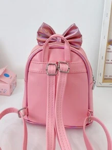 Niñas Mochila clásica con diseño de lazo con estampado de corazón - Rosa - Ver 2