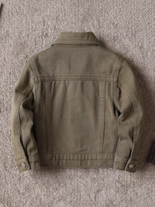 Baby Flap Detail Denim Jacket - Army Green - View 2