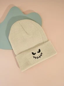 1pc Elastic Knitted Beanie Hat For Men And Women, Street Style Hip-Hop Hat With Letter Design, Unisex - Beige - View 1