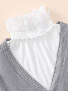 1入女士白色針織花邊立領可拆式襯領,優雅 - 白色 - 查看 4