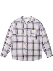 男孩格紋翻蓋口袋襯衫