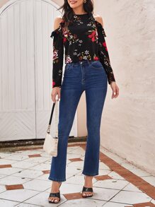 SHEIN Clasi Top de hombros descubiertos con estampado floral - Multicolor - Ver 5