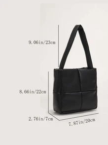 防水、輕便、商務休閒迷你簡約格子法國包，送給媽媽的母親節禮物，適合青少年女孩、女大學生、菜鳥和白領，非常適合辦公室、大學、工作、商務、通勤、戶外、旅行、郊遊 - 黑色 - 查看 5