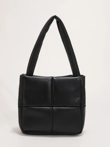 防水、輕便、商務休閒迷你簡約格子法國包，送給媽媽的母親節禮物，適合青少年女孩、女大學生、菜鳥和白領，非常適合辦公室、大學、工作、商務、通勤、戶外、旅行、郊遊 - 黑色 - 查看 7